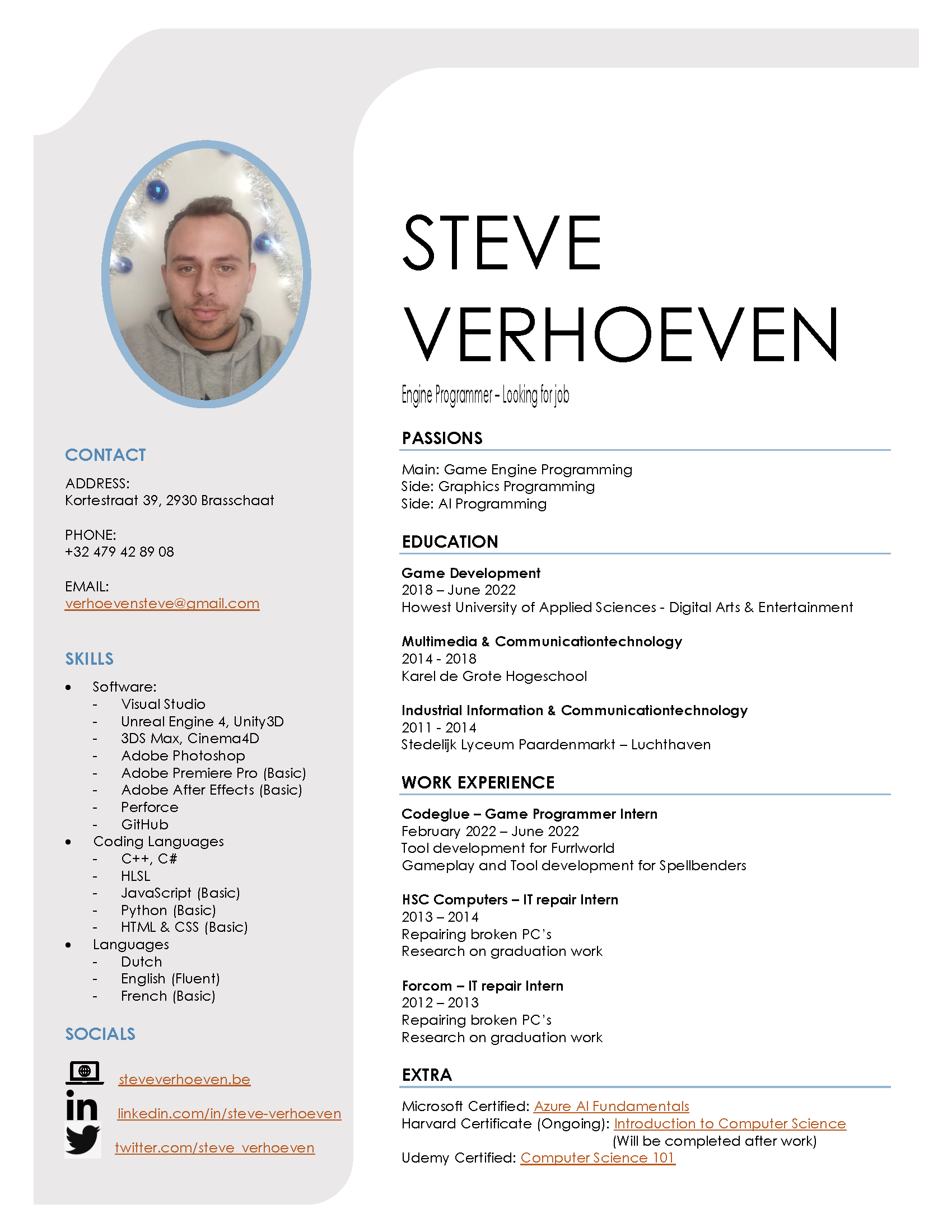 Resume – Steve Verhoeven